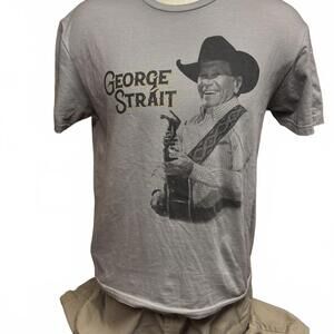 George Strait Tour Cities Gray Graphic Tee Gildan Softstyle Size L Country Music